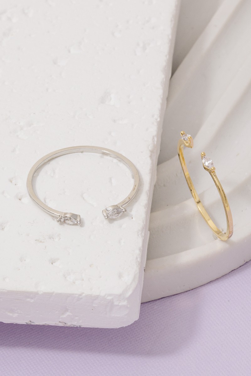 Gold Dipped Double Marquise Cut Cz Open Band Ring