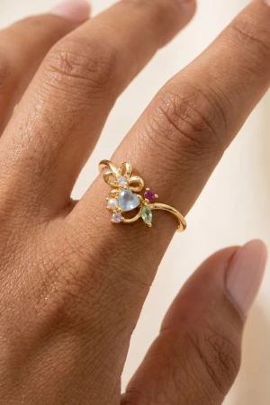 Gold Dipped Cz Floral Ring