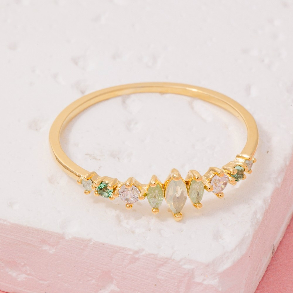 Gold Dipped Cz Rhinestone Ring
