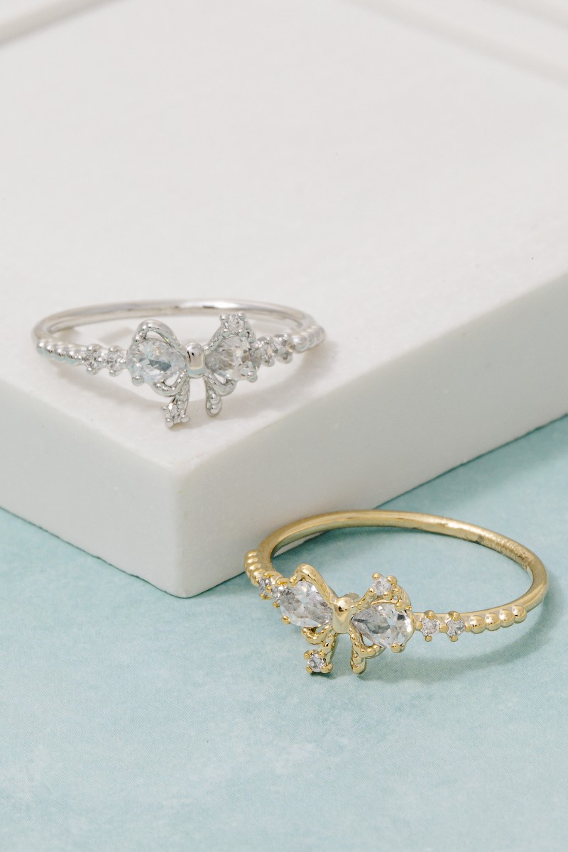 GOLD DIPPED CZ TEAR STUDDED BAND RING