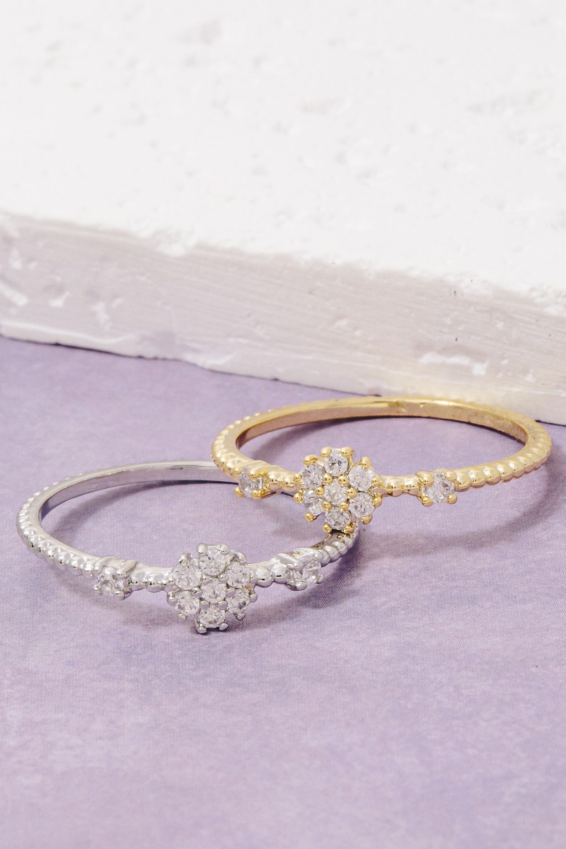 WP GOLD CZ FLOWER BAND RING - ML main image 1