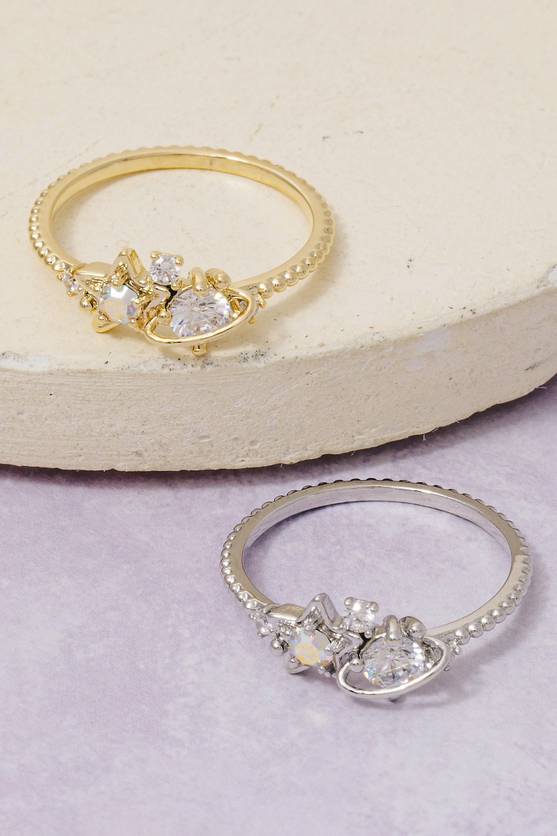 Gold Dipped Cz Star Ring