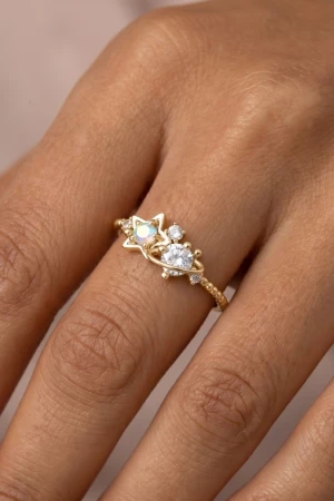 Gold Dipped Cz Star Ring