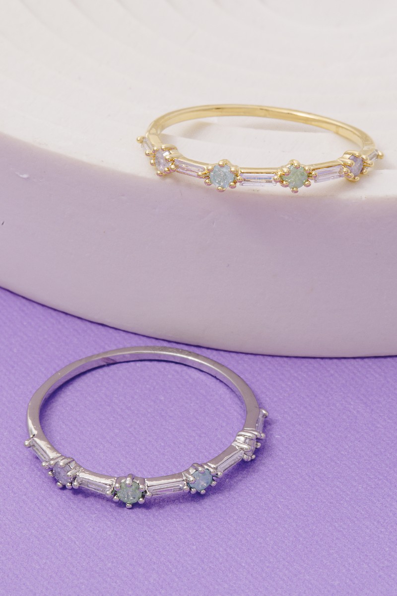 Gold Dipped Cz Baguette Delicate Ring