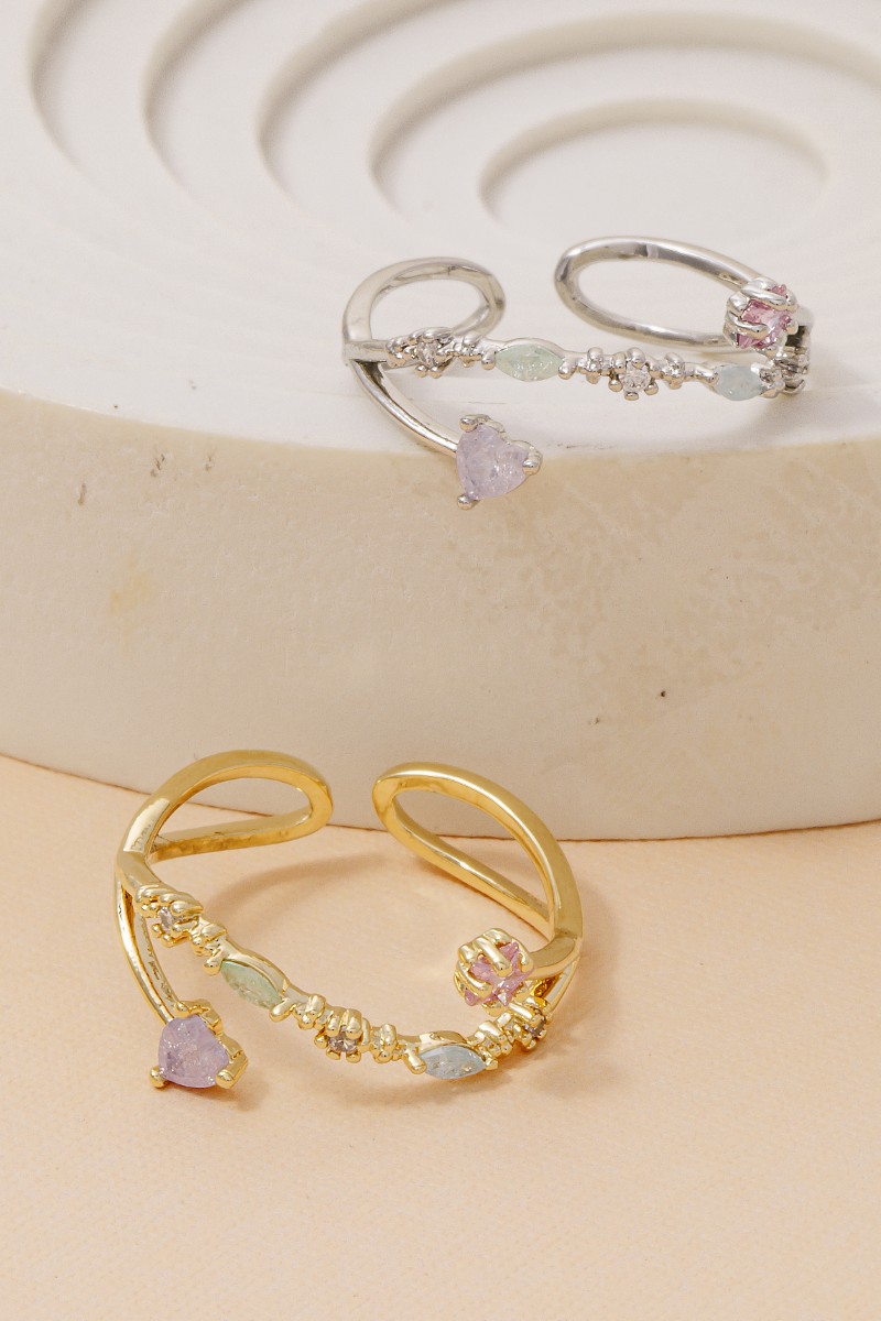 Gold Dipped Cz Ornate Fashion Ring