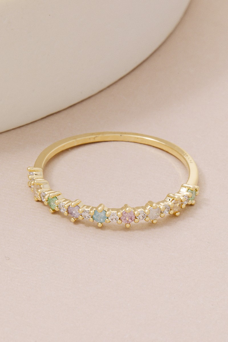 Gold Dipped Colorful Cz Ring