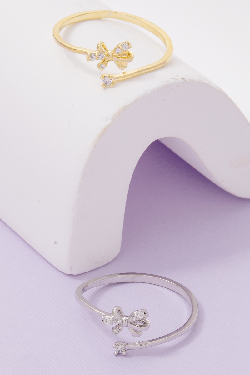 Gold Dipped Bow Ribbon Flower Ring
