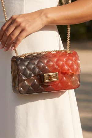 Ombre Quilted Jelly Crossbody Bag With Chain