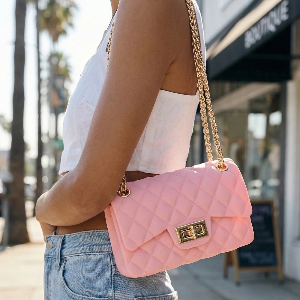 Quilted Jelly Mini Flap Bag With Chain Strap