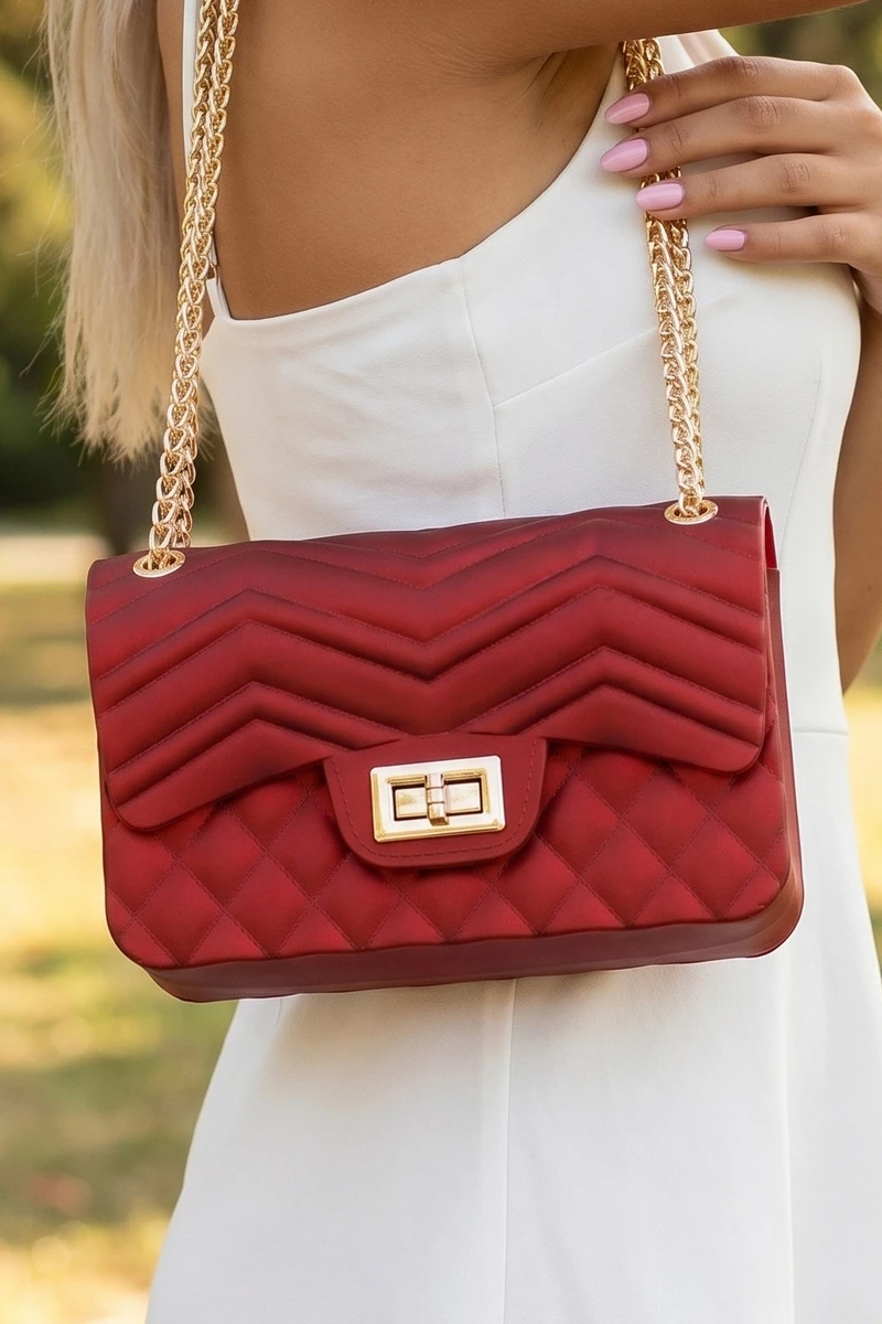 Chevron Embossed Jelly Candy Classic Hand Bag