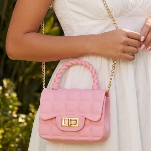Twist Handle Quilted Jelly Mini Flap Bag