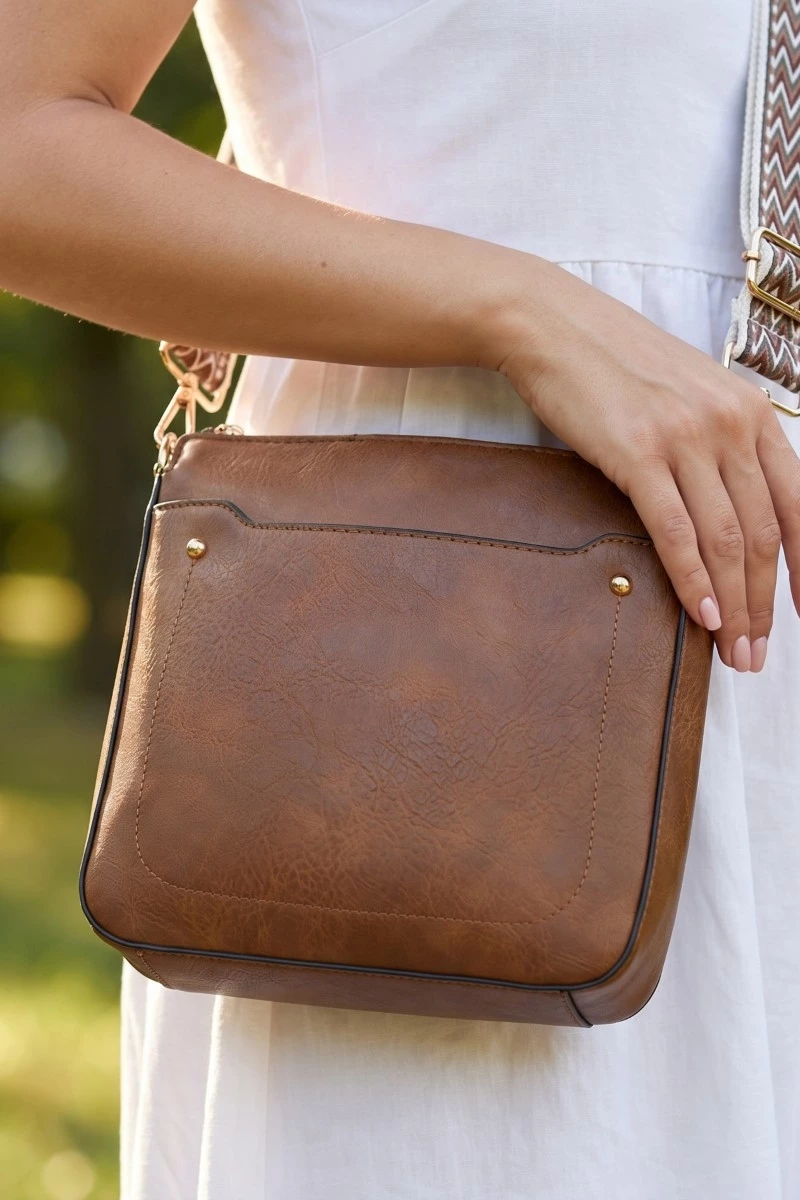 Boho Strap Faux Leather Crossbody Messenger Bag