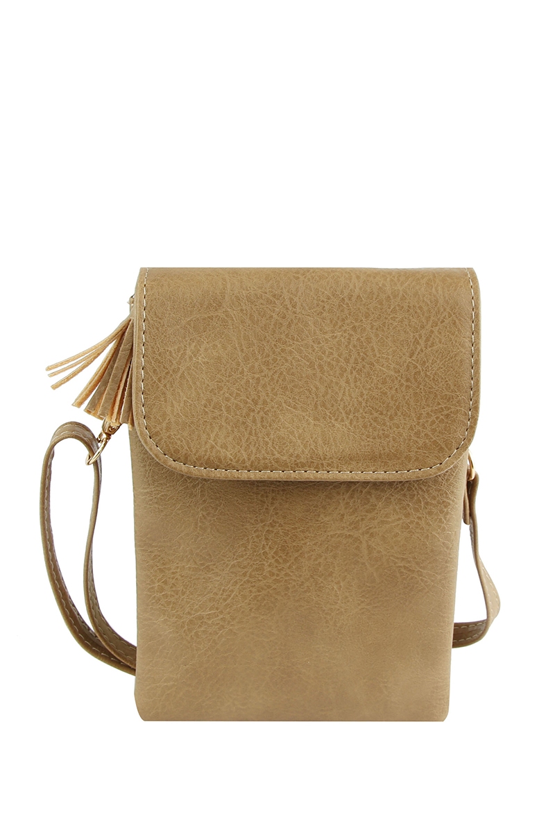 Tassel Zip Crossbody Bag Cell Phone Purse