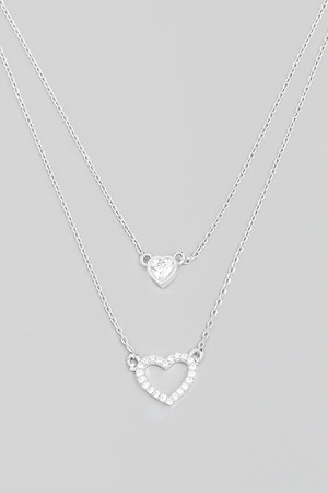 Pave Rhinestone Heart Charm Necklace