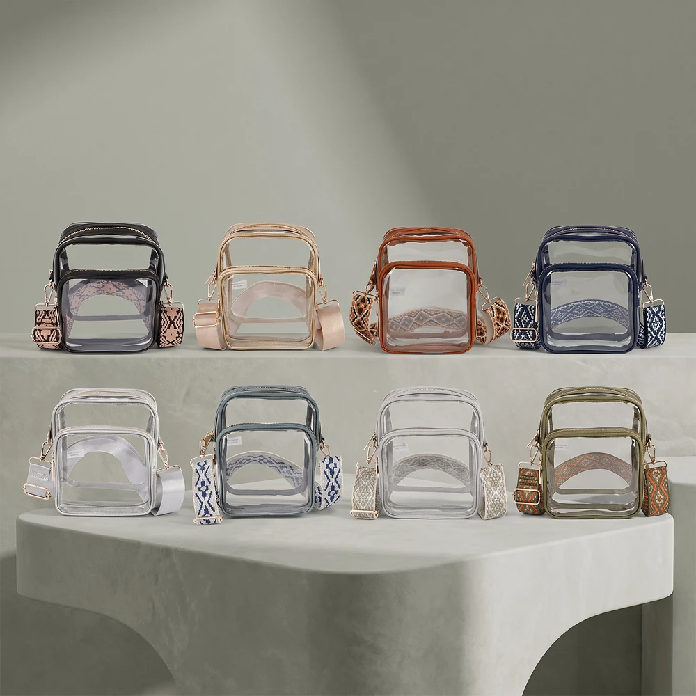 Clear Stadium Crossbody Bag With Guitar Strap