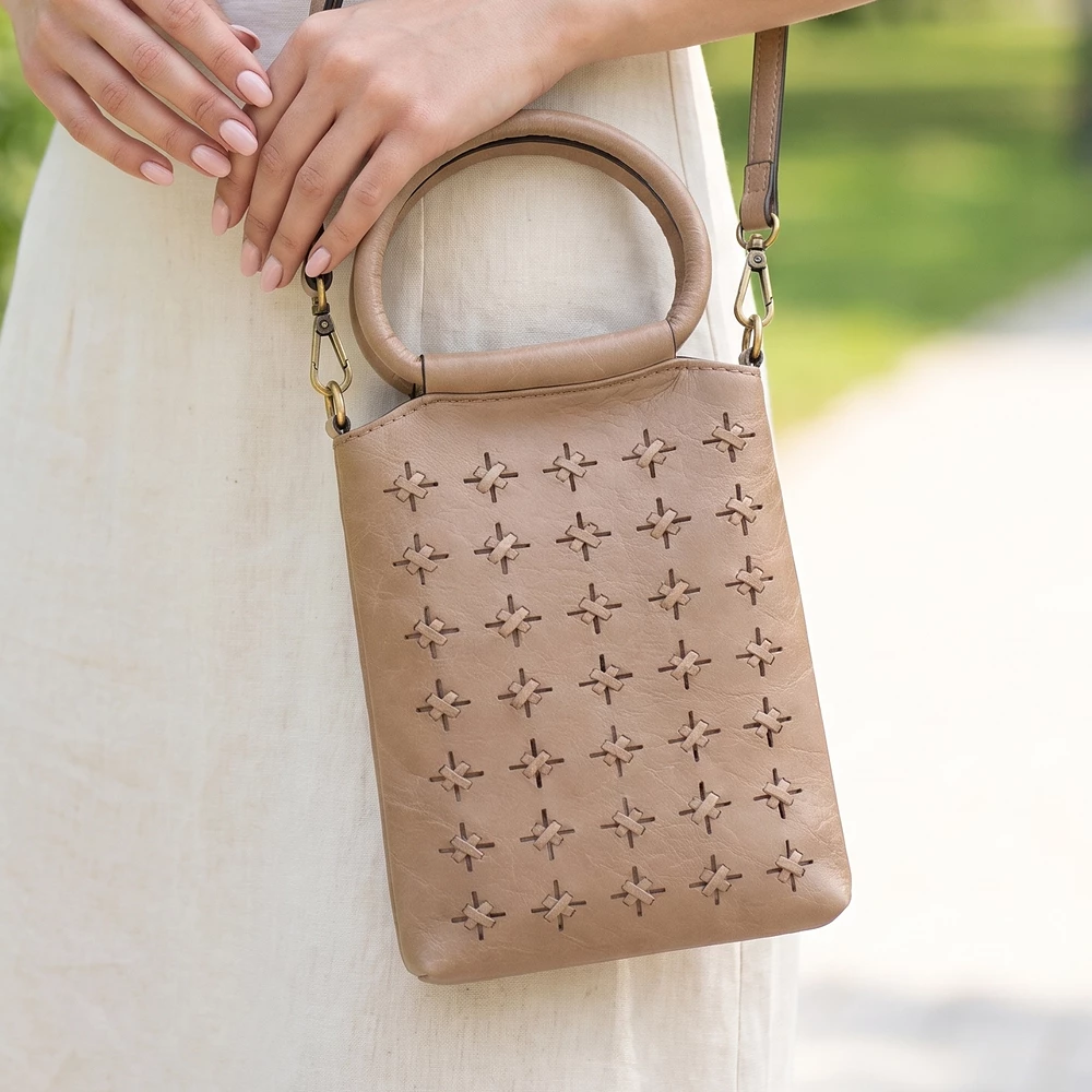 Star Perforated Ring Handle Phone Crossbody Bag