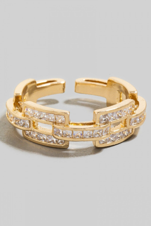 Pave Chain Link Open Band Ring