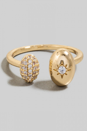 North Star Pave Oval Ends Open Band Ring