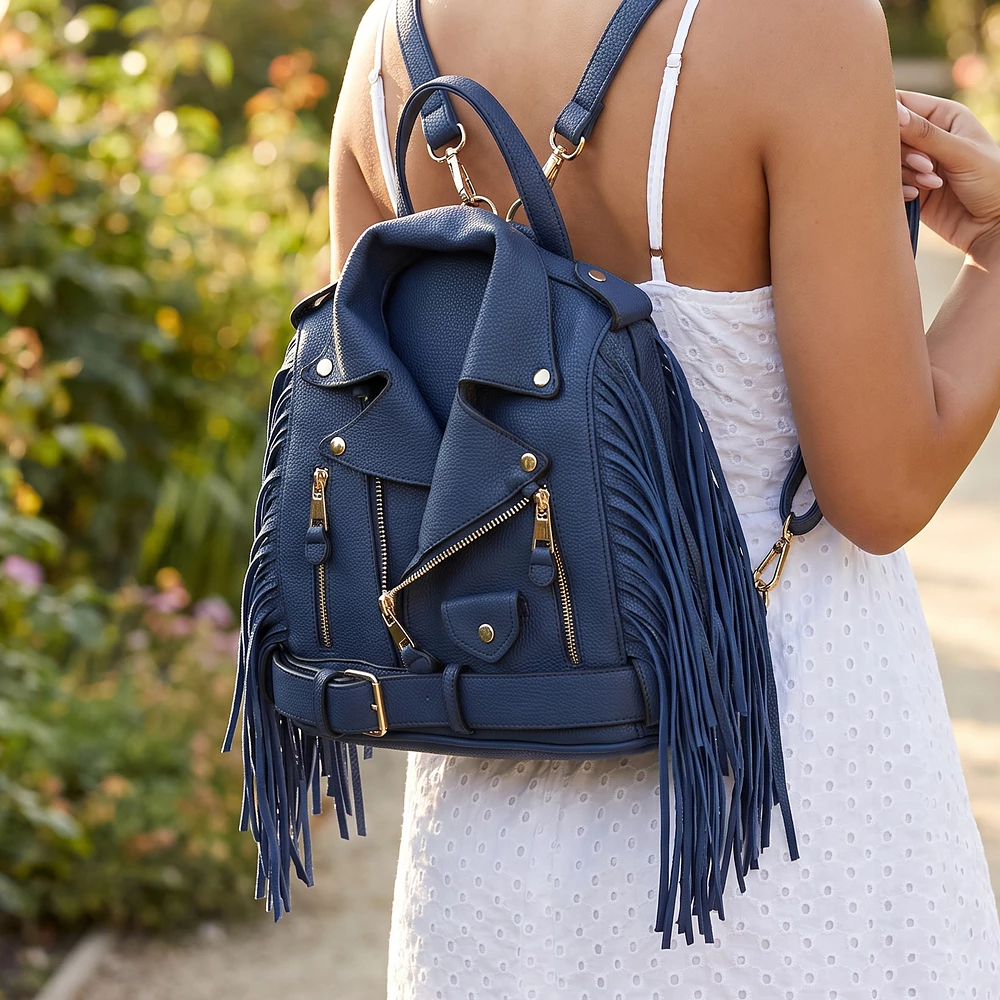 Fringe Moto Jacket Novelty Backpack