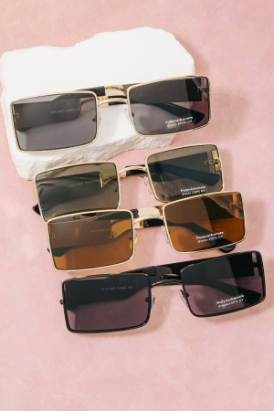 Slim Rectangle Metal Frame Sunglasses