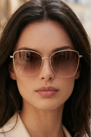 Oversized Square Studded Border Metal Sunglasses