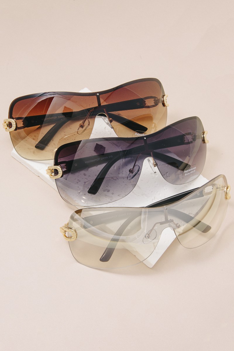 Large Gradient Shield Lens Sunglasses Set