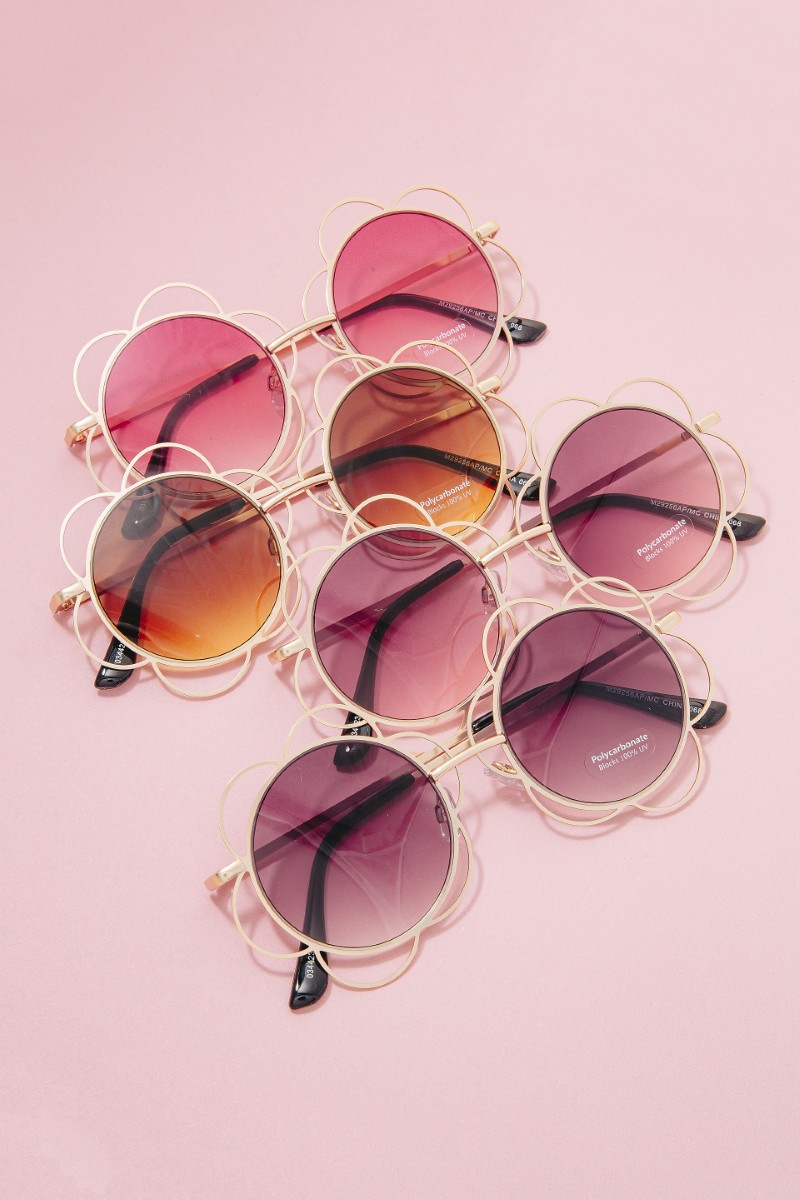 Flower Frame Circle Lens Sunglasses Set