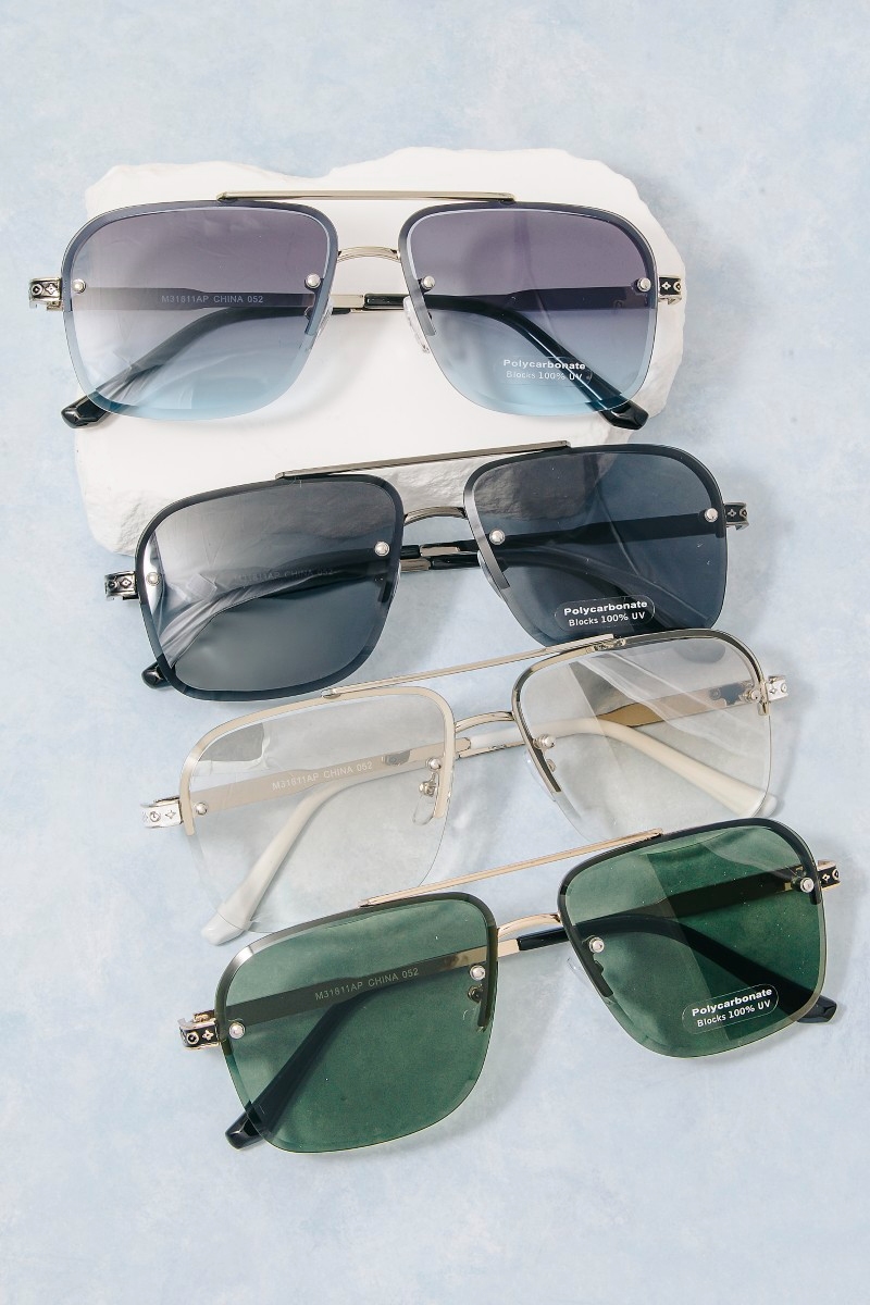 Rimless Square Aviator Sunglasses