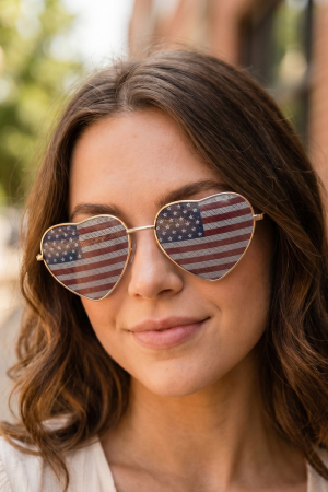 Patriotic Heart Shaped American Flag Sunglasses