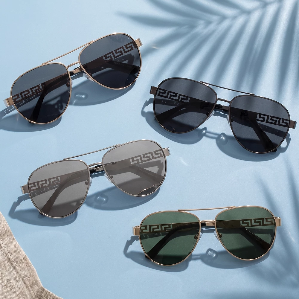 Geometric Cutout Temple Aviator Sunglasses