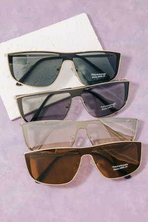 Shield Flat-Top Metal Frame Sunglasses