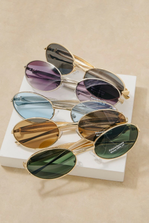 Oval Metal Double Bridge Bar Sunglasses