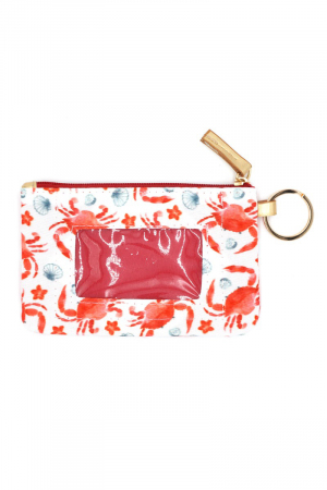Hand Drawn Crab Id Wallet & Detachable Lanyard Bag
