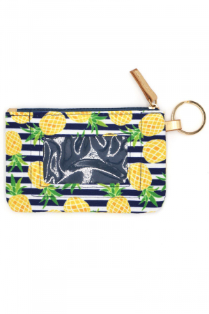 Pineapple Stripe Id Wallet & Detachable Lanyard Bag