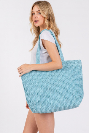 Large Crochet Straw Tote Bag