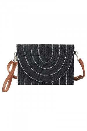 Stitched Straw Envelope Crossbody Bag