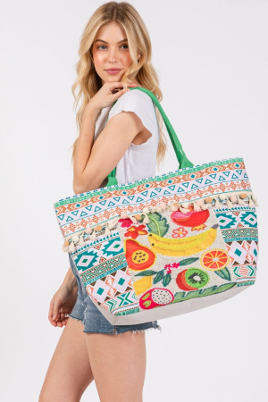 Tribal Striped Assorted Fruit Tote Bag