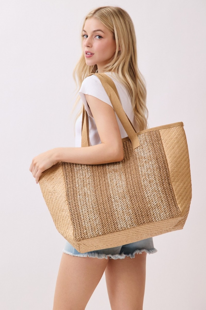 Natural Large Straw Woven Tote Bag