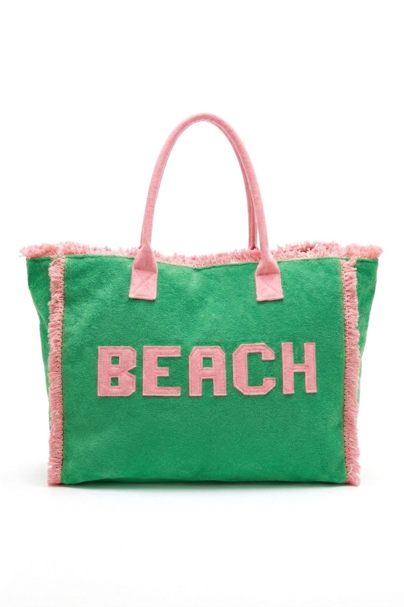 Beach Print Fringe Tote Bag