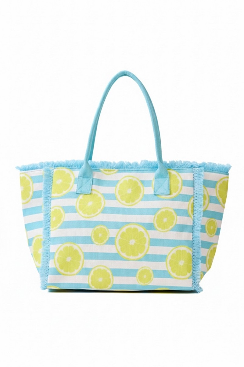 Sliced Lemon Striped Tote Bag