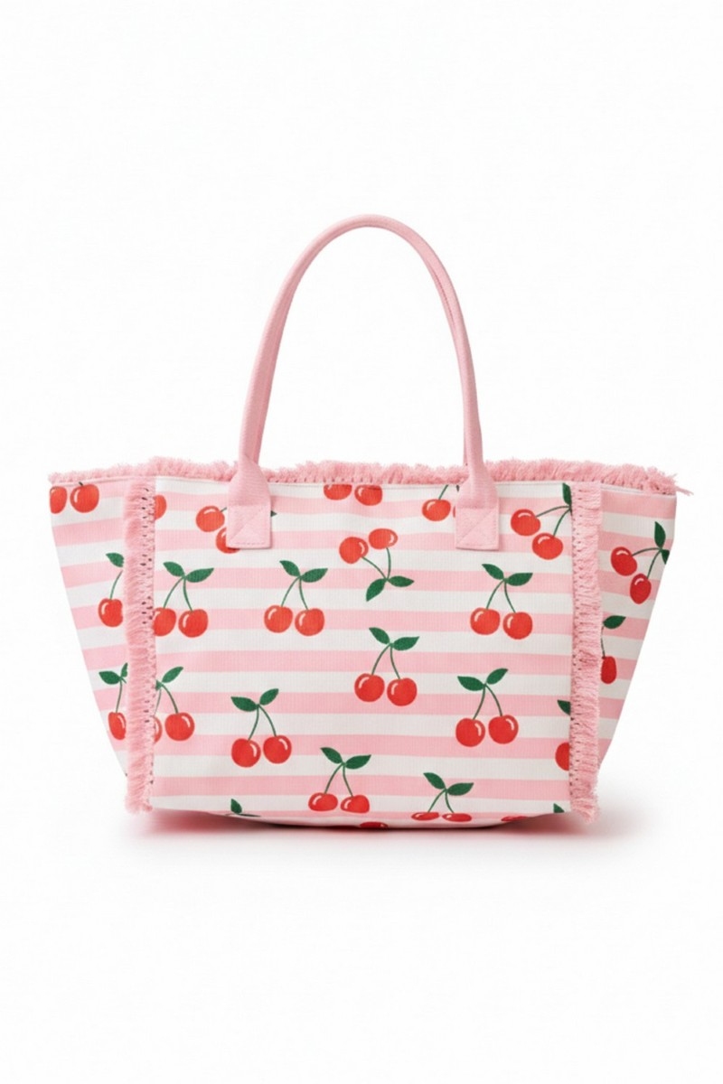 Cherry Striped Tote Bag