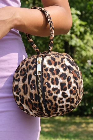 Leopard Velvet Pleated Wristlet Pouch