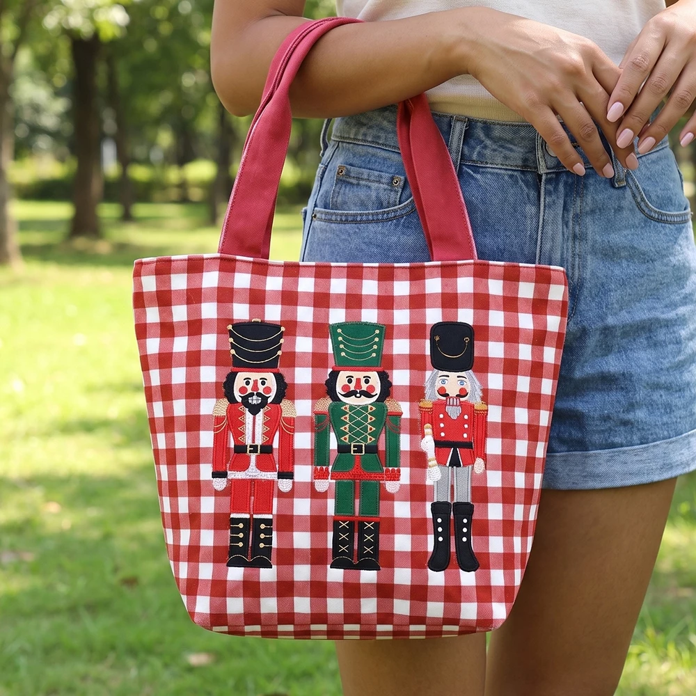 Nutcracker Trio Gingham Tote Bag
