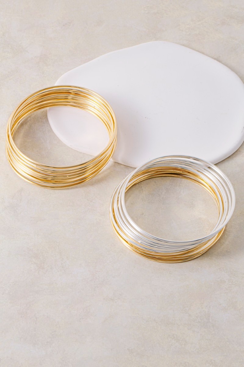 Dainty Metallic Bangle Bracelet Set