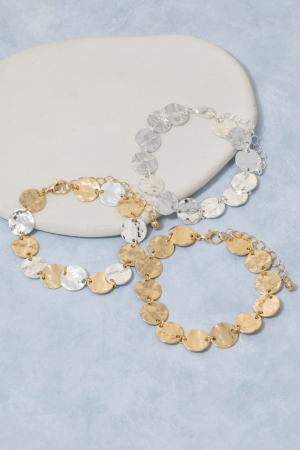 Hammered Gold Coin Link Bracelet