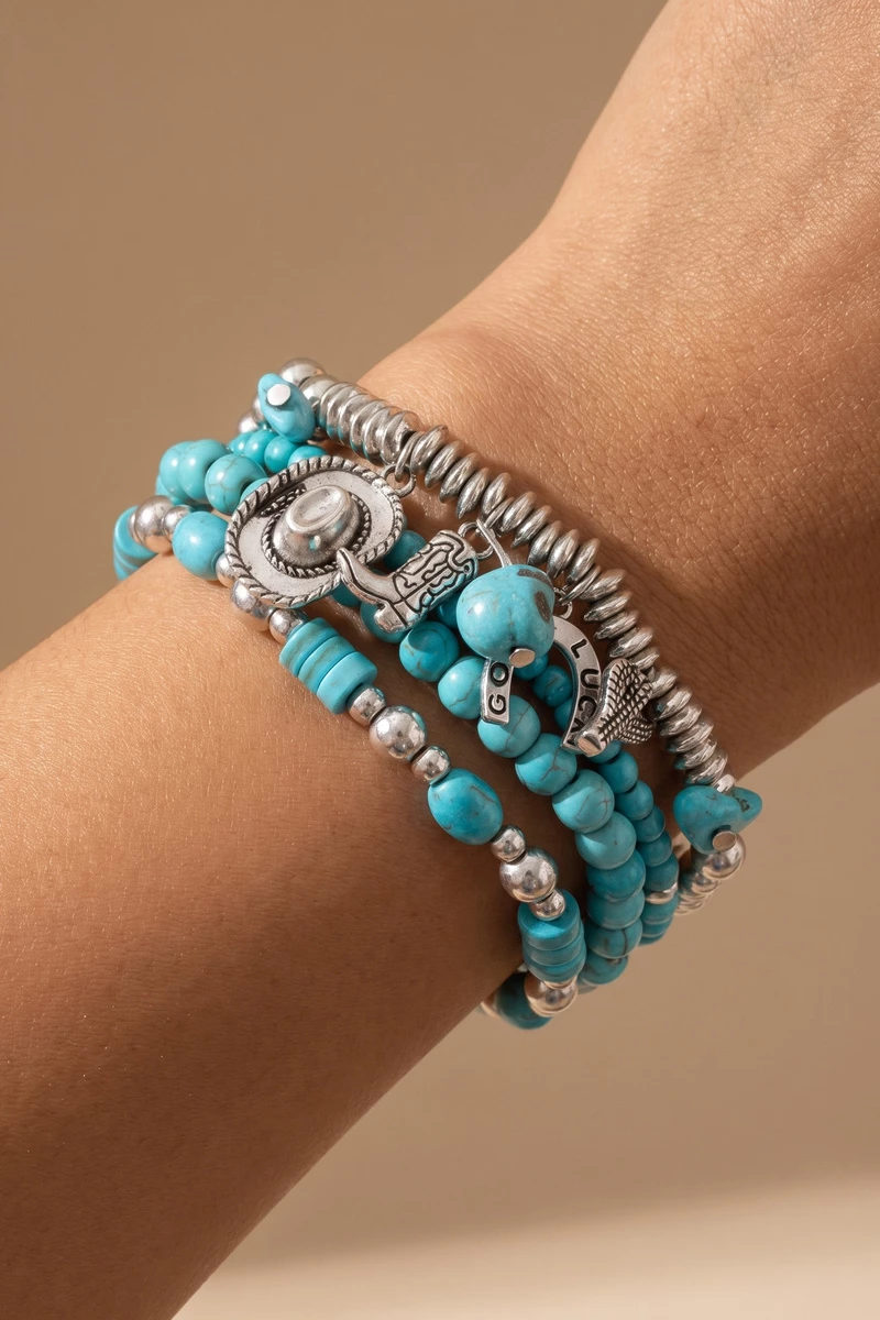 Turquoise Good Luck Horseshoe Charm Bracelet
