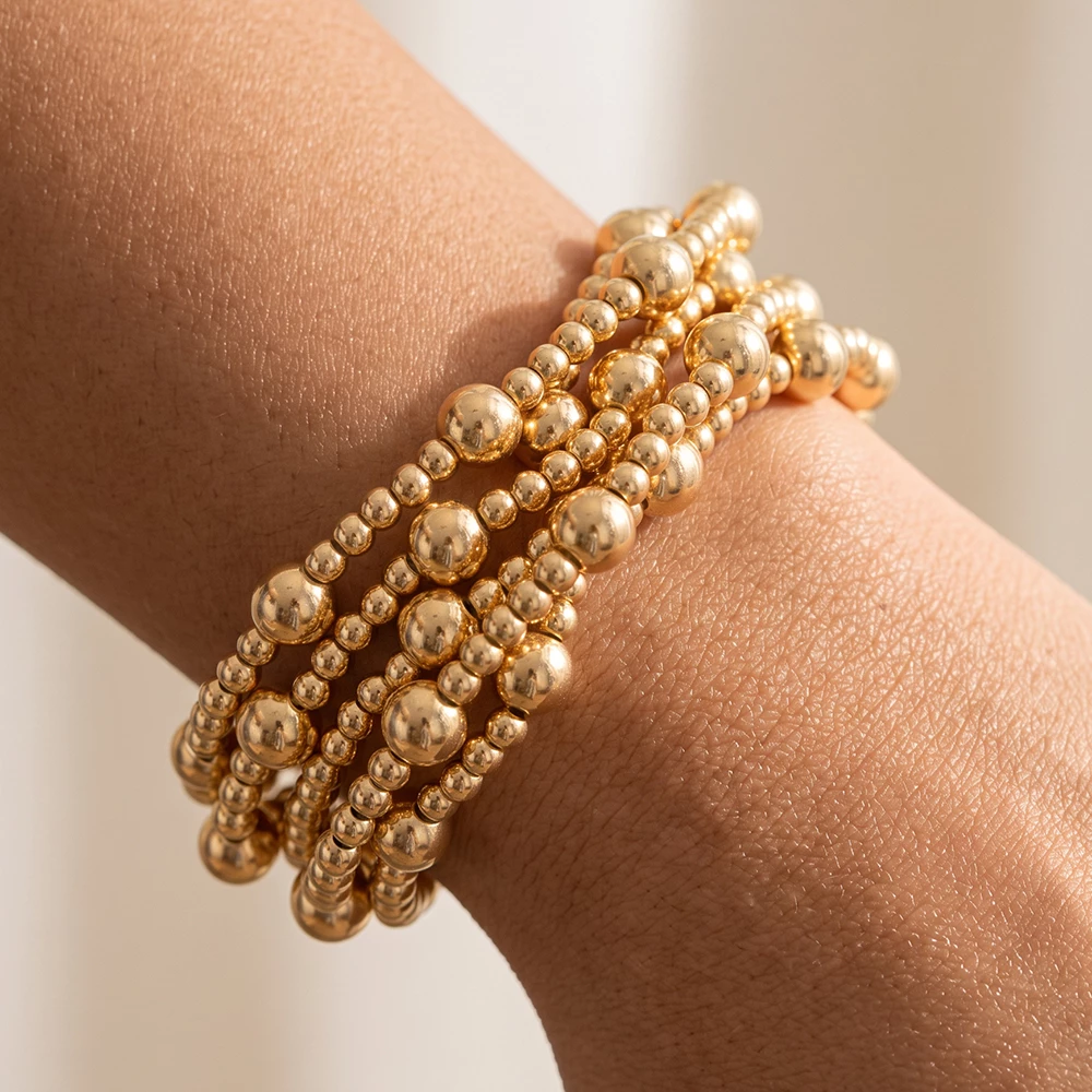 Mixed Ball Bead Stretch Bracelet Set