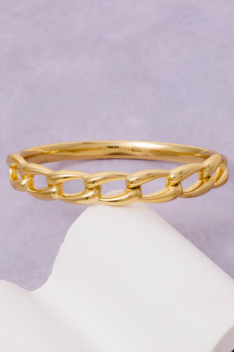 Stainless Steel Gold Plated Chain Bangle Bracelet