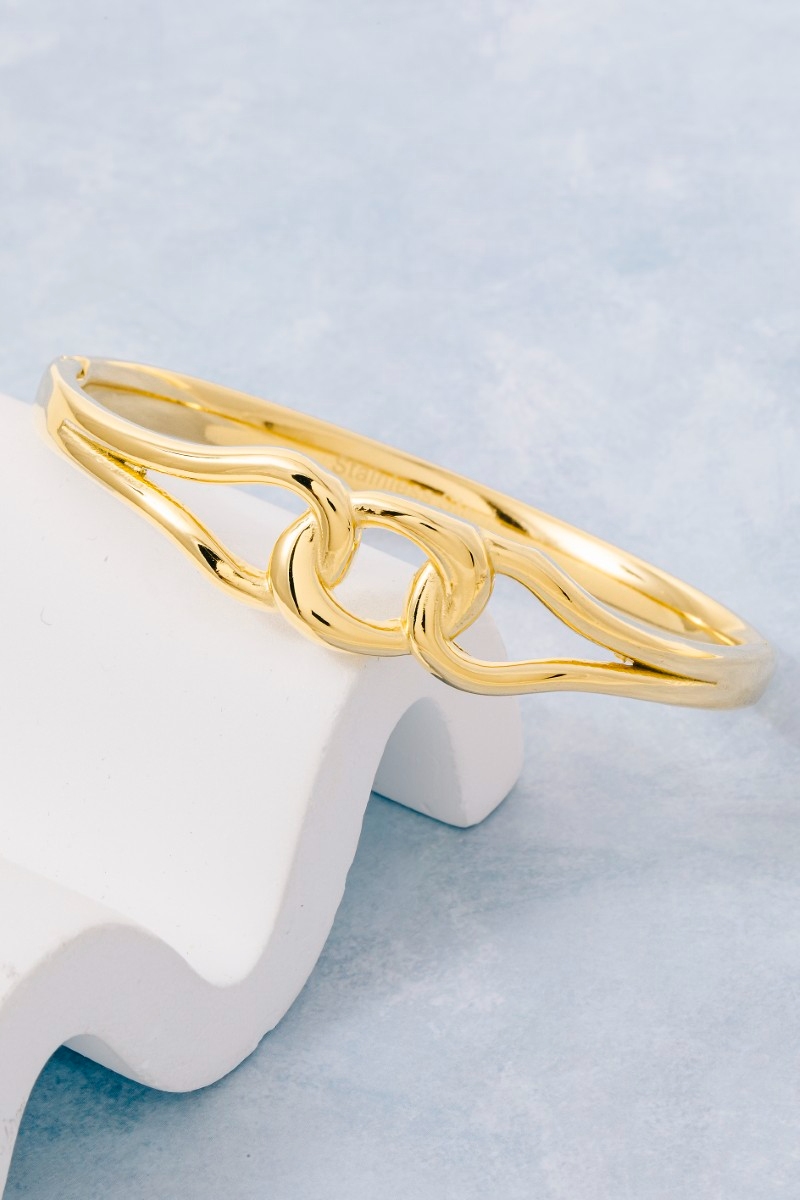 Stainless Steel Loop Knot Hinge Bangle Bracelet