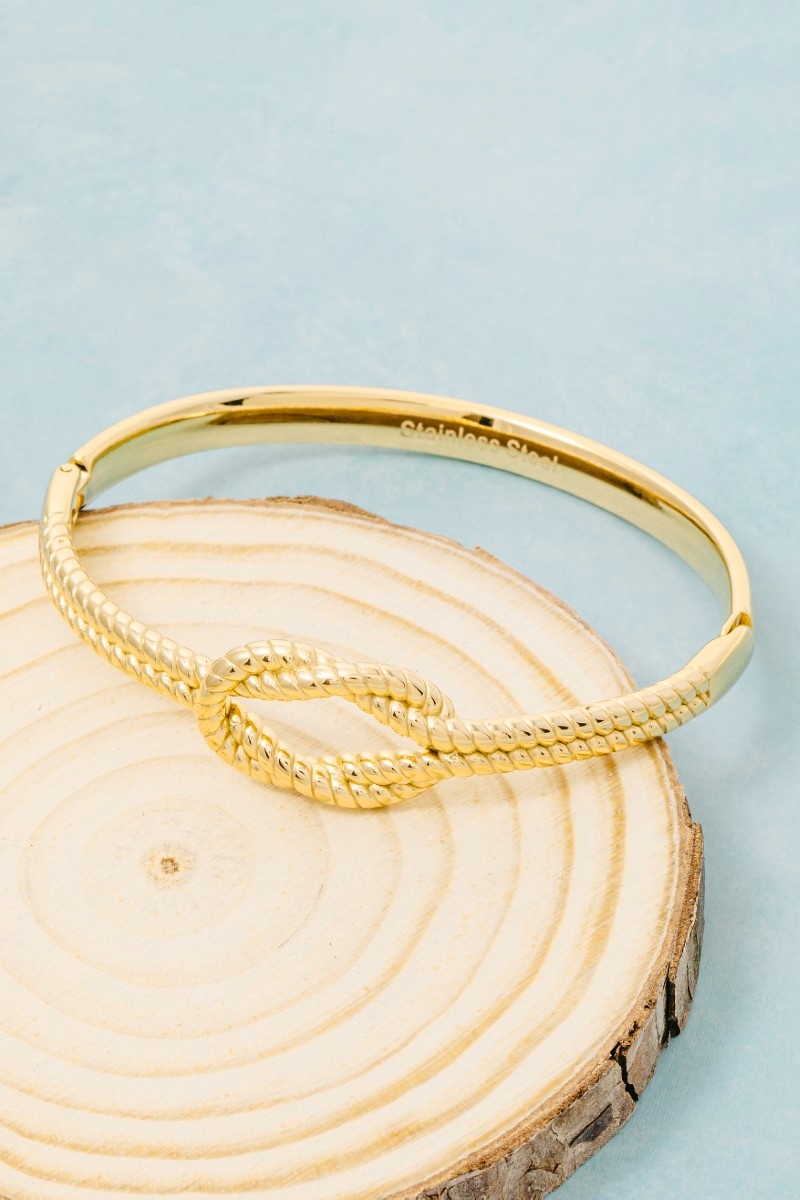 Stainless Steel Rope Knot Hinge Bangle Bracelet